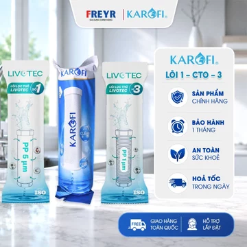 Bộ 3 Lõi Lọc Thô Karofi 1 2 3 Lõi Số 2 CTO GAC Than Lưới Cho O-P1310 S-S038 Chính Hãng