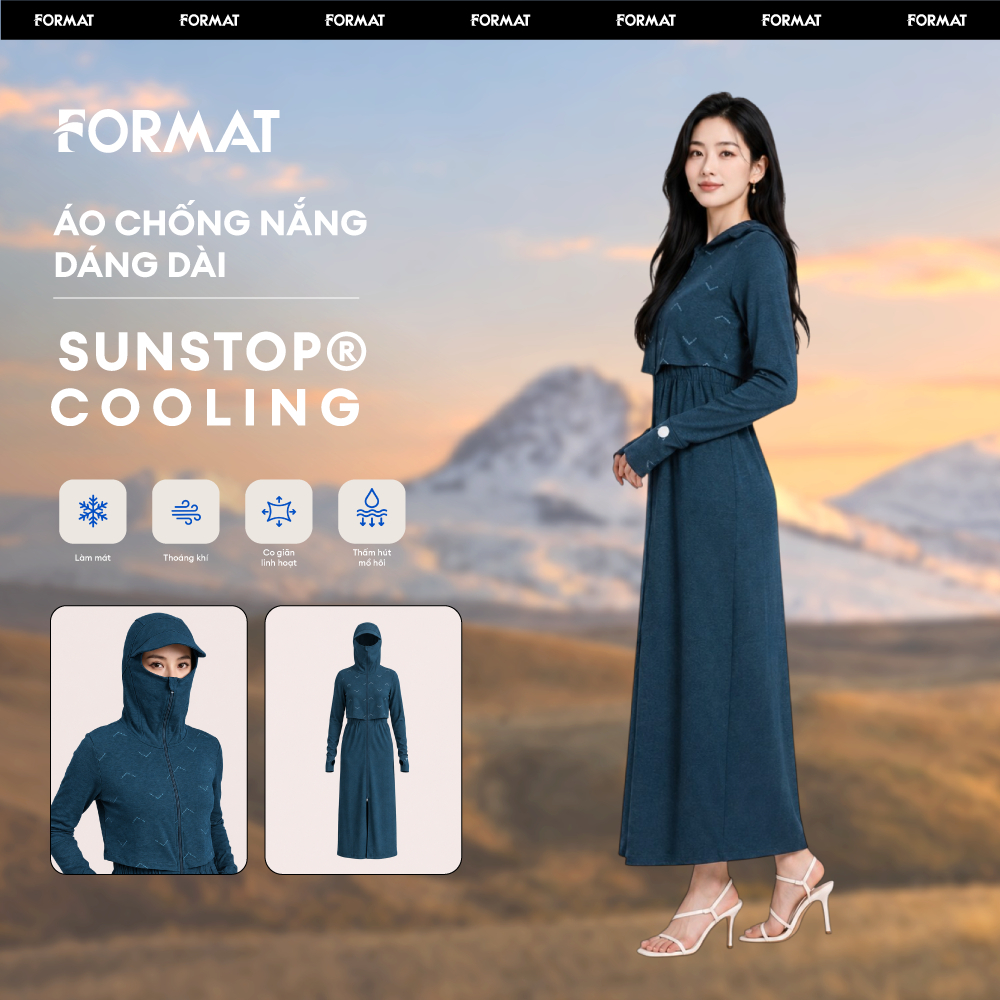 ] Áo chống nắng SunStop® Cooling nữ 10005946 thiết kế mới Một tà phụ