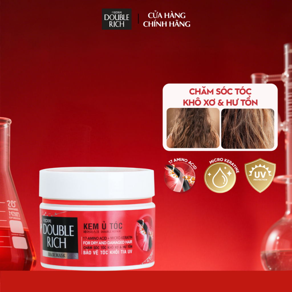 [CHÍNH HÃNG ĐỘC QUYỀN] Kem ủ tóc phục hồi Double Rich chăm sóc tóc khô sơ và hư tổn 150ml