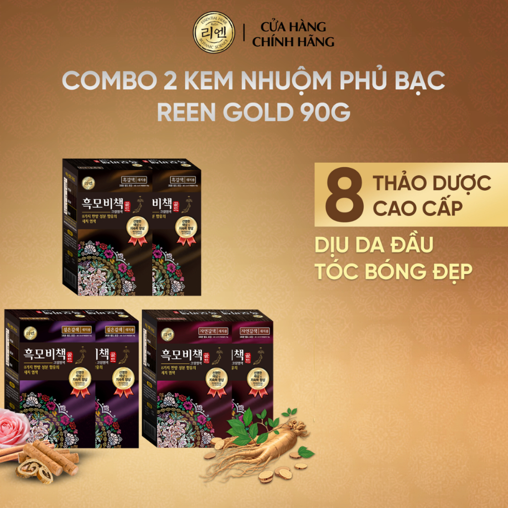 [CHÍNH HÃNG ĐỘC QUYỀN] Combo 2 Kem nhuộm tóc phủ bạc thảo dược cao cấp ReEn mềm mượt 90g, che phủ tóc bạc tự nhiên
