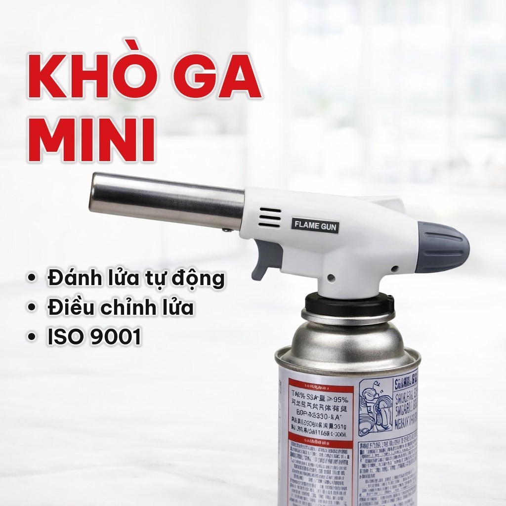 Khò Ga Mini ISO 9001, Đầu Khò Gas Chuyên Dụng Đánh Lửa Tự Động, Điều Chỉnh Ngọn Lửa Cho Nhà Bếp, Làm Bánh