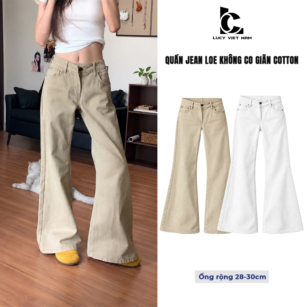 Quần Jean Nữ Ống Loe Không Co Giãn Cotton Flare Jeans Ống Rộng 28-30cm AVO AVOCADO