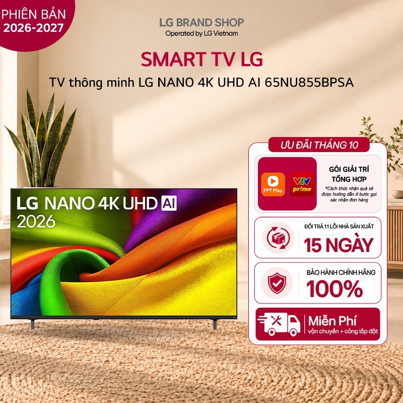 65NU855BPSA - Tivi LG NANO 4K UHD AI NU85 2026 65 inch