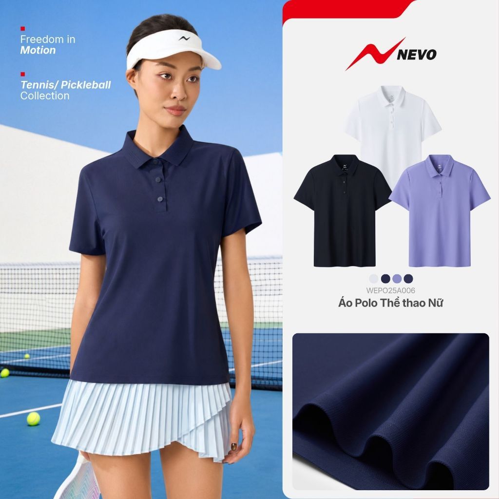 Áo Polo Thể Thao Nữ Vải Airy Cool Làm Mát Kháng Khuẩn Golf Tennis Pickleball Nữ NEVO Seamless Athleisure WEPO25A006