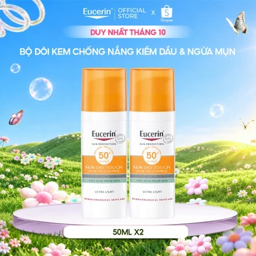 [Hannah x Eucerin] Bộ 2 Kem chống nắng kiềm dầu & ngừa mụn Eucerin Sun Dry Touch SPF50+ 50ml