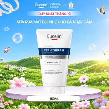 [Lucie x Eucerin] Sữa rửa mặt dịu nhẹ cho da nhạy cảm Eucerin Dermorepair Solution Amino Cleansing Foam 150ml