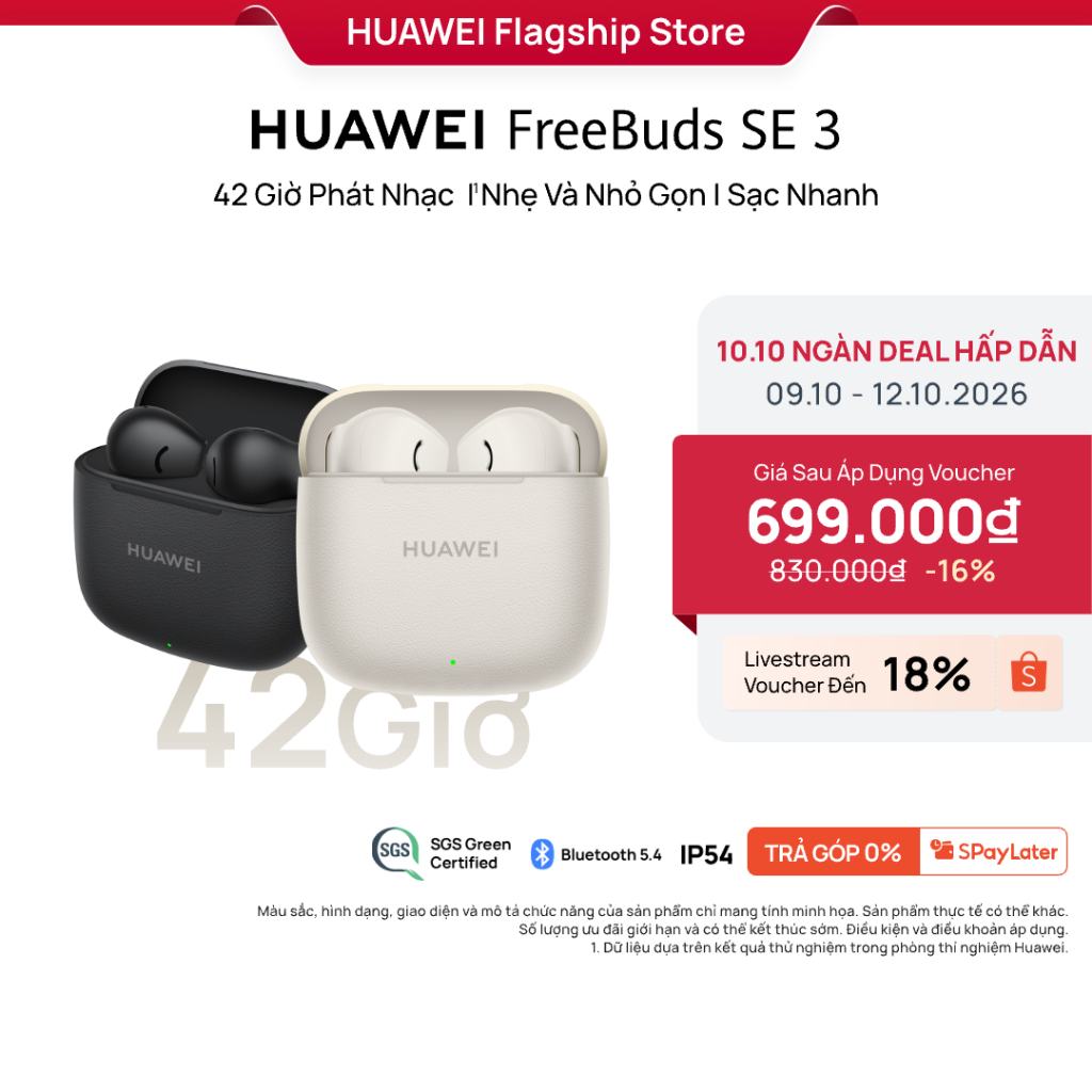 [10.10 SIÊU SALE LÊN ĐẾN 18%] Tai Nghe Bluetooth HUAWEI FreeBuds SE 3 | 42 Giờ Phát Nhạc | Nhẹ Và Nhỏ Gọn | Sạc Nhanh
