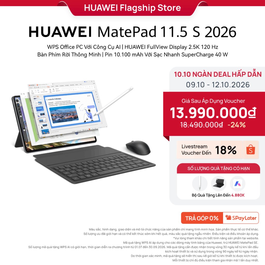 Máy tính bảng HUAWEI MatePad 11.5 S 2026 | Màn Hình Papermatte Siêu Rõ Nét | HUAWEI Notes | Bàn Phím Rời