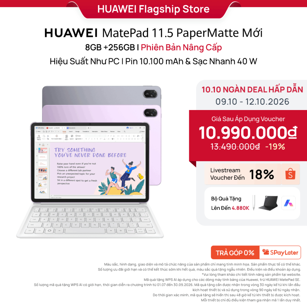 [10.10 GIẢM ĐẾN 18%| Máy tính bảng HUAWEI MatePad 11.5 S 2026 | Màn Hình Papermatte | WPS Office & AI | Bàn Phím Rời