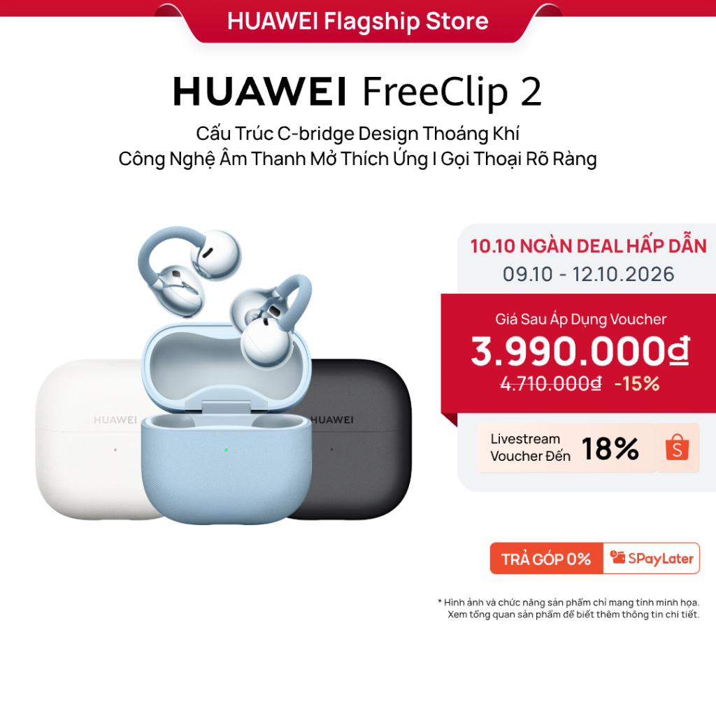 [10.10 GIẢM ĐẾN 18%|Tai Nghe HUAWEI FreeClip 2 |Cấu Trúc C-bridge Thoáng Khí | Công Nghệ Âm Thanh Mở | Gọi Thoại Rõ Ràng