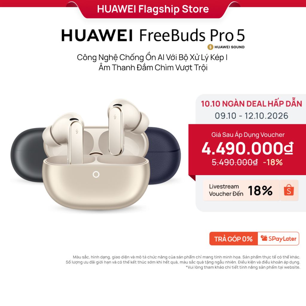 Tai Nghe HUAWEI FreeBuds Pro 5 | Công Nghệ Chống Ồn AI Với Bộ Xử Lý Kép | Âm Thanh Đắm Chìm Vượt Trội