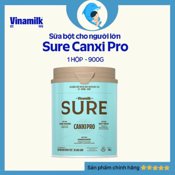 Sữa bột Vinamilk Sure CanxiPro 900g (Hộp thiếc) bổ sung Canxi cho người già cao tuổi, tốt cho xương khớp MECAHEO