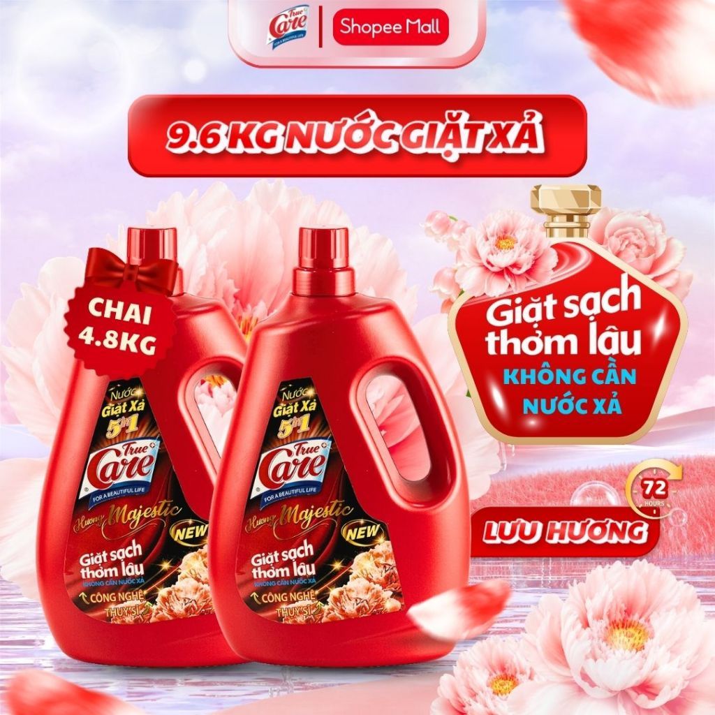 Combo 2 Chai 4.8Kg Nước Giặt Xả True Care 5in1 (Tổng 9.6kg/2Chai)