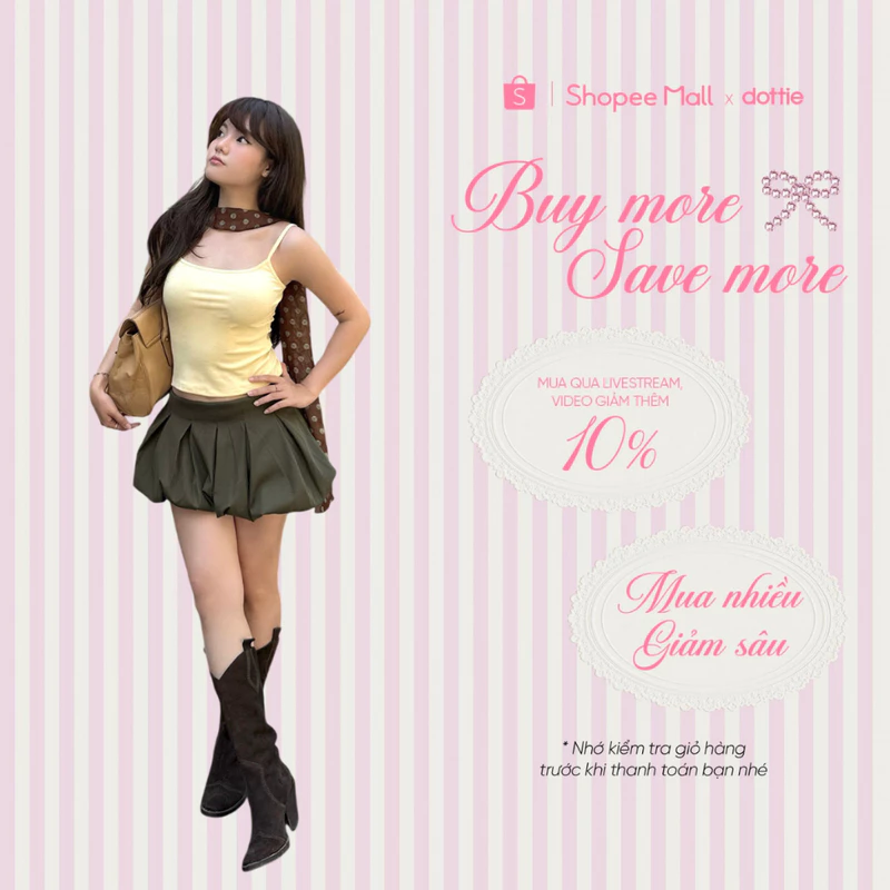 DOTTIE - Chân váy bí xếp ly - Xanh rêu - S0304 — ảnh 1