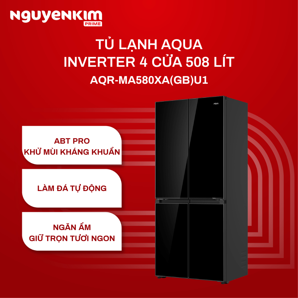 Tủ Lạnh AQUA Âm tường Inverter 4 cửa 508 lít AQR-MA580XA(GB)U1 - Bảo hành chính hãng