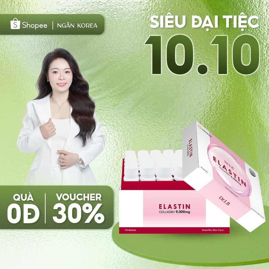 Elastin Collagen 9000mg Dr.LB Hàn Quốc 30 Lọ – Nước Uống Collagen Peptide Cá Hỗ Trợ Cải Thiện Độ Đàn Hồi Da