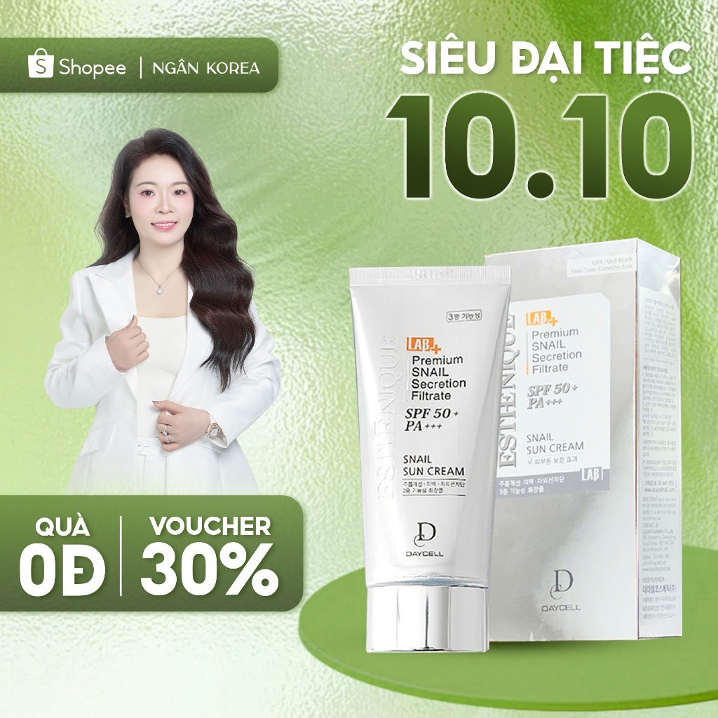 Kem chống nắng ốc sên 6 màng lọc dưỡng trắng cải thiện nếp nhăn 6 màng lọc Daycell SPF 50+ PA+++ 70ml