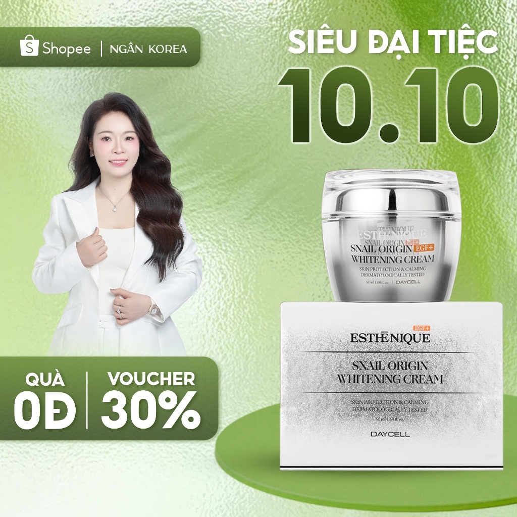 Kem Dưỡng Trắng Da, Hỗ Trợ Mờ Sạm Nám, Chống Lão Hóa từ Dịch Lọc Ốc Sên+ EGF Esthenique Daycell 50g