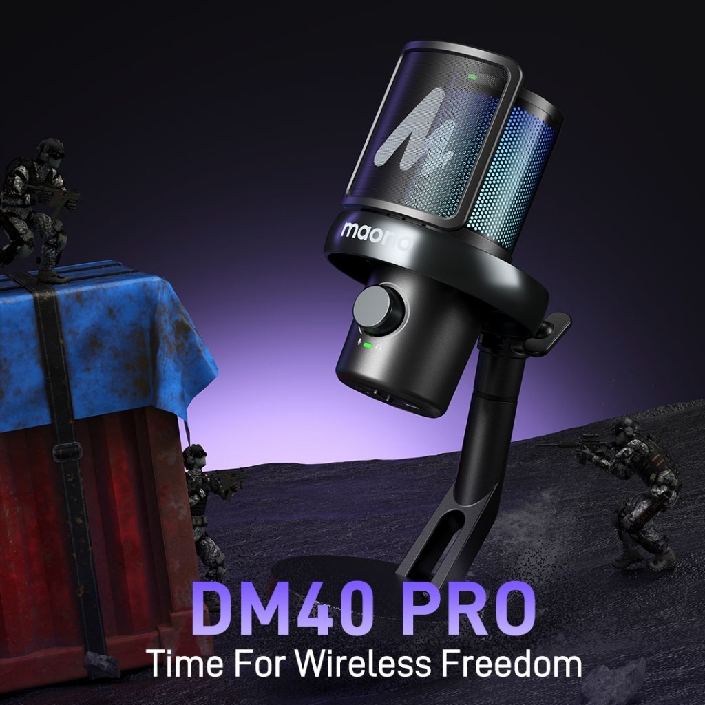 MAONO DM40 PRO - Micro Thu Âm Không Dây Condenser, Đổi Giọng AI, Giảm Ồn Thông Minh, Dành Cho Streamer/Gaming