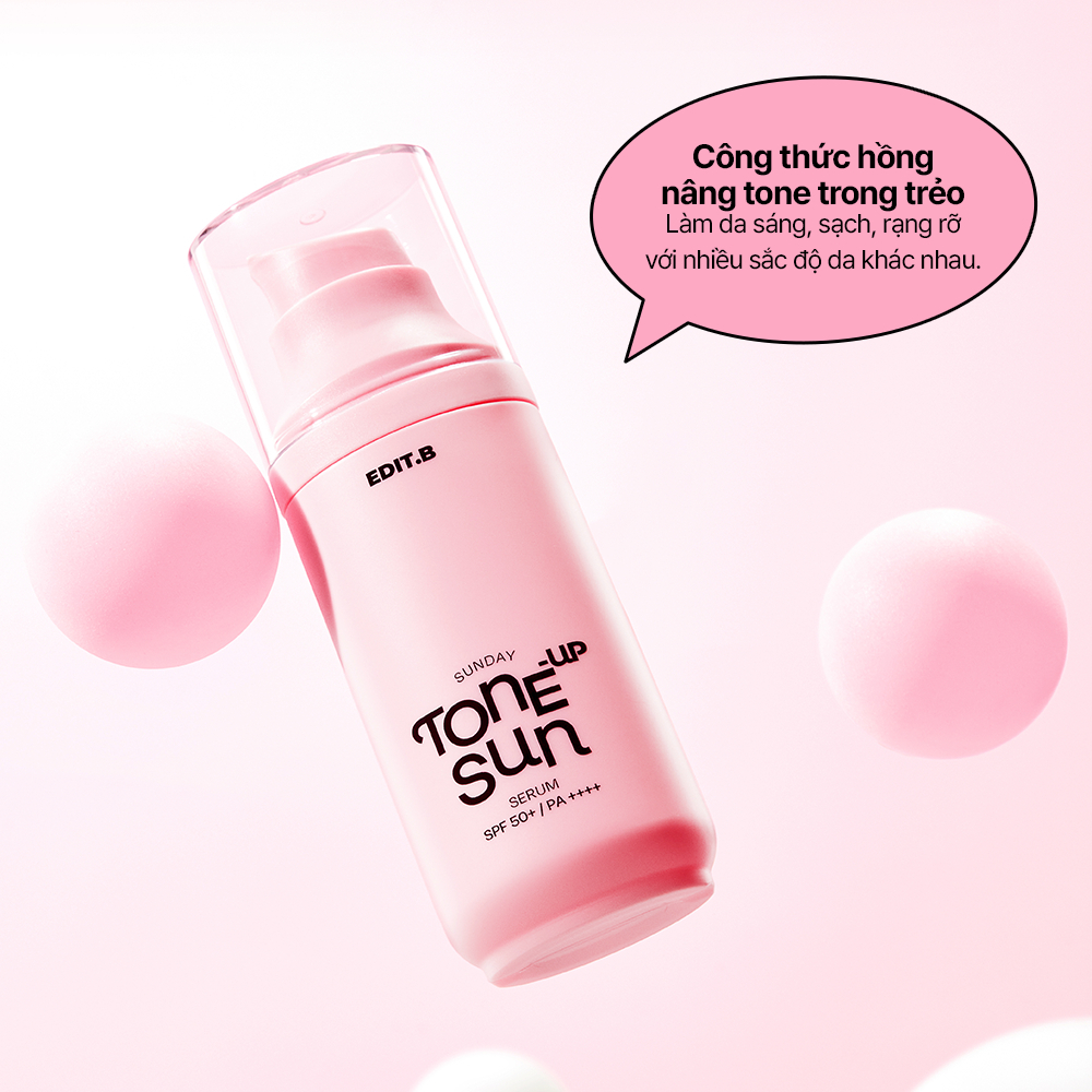[Võ Hà Linh x Edit.B] Serum Chống Nắng Hồng Nâng Tone Sáng Hồng Edit.B Sunday Tone-Up Pink Sun Serum SPF50+/PA++++55ml | BigBuy360 - bigbuy360.vn