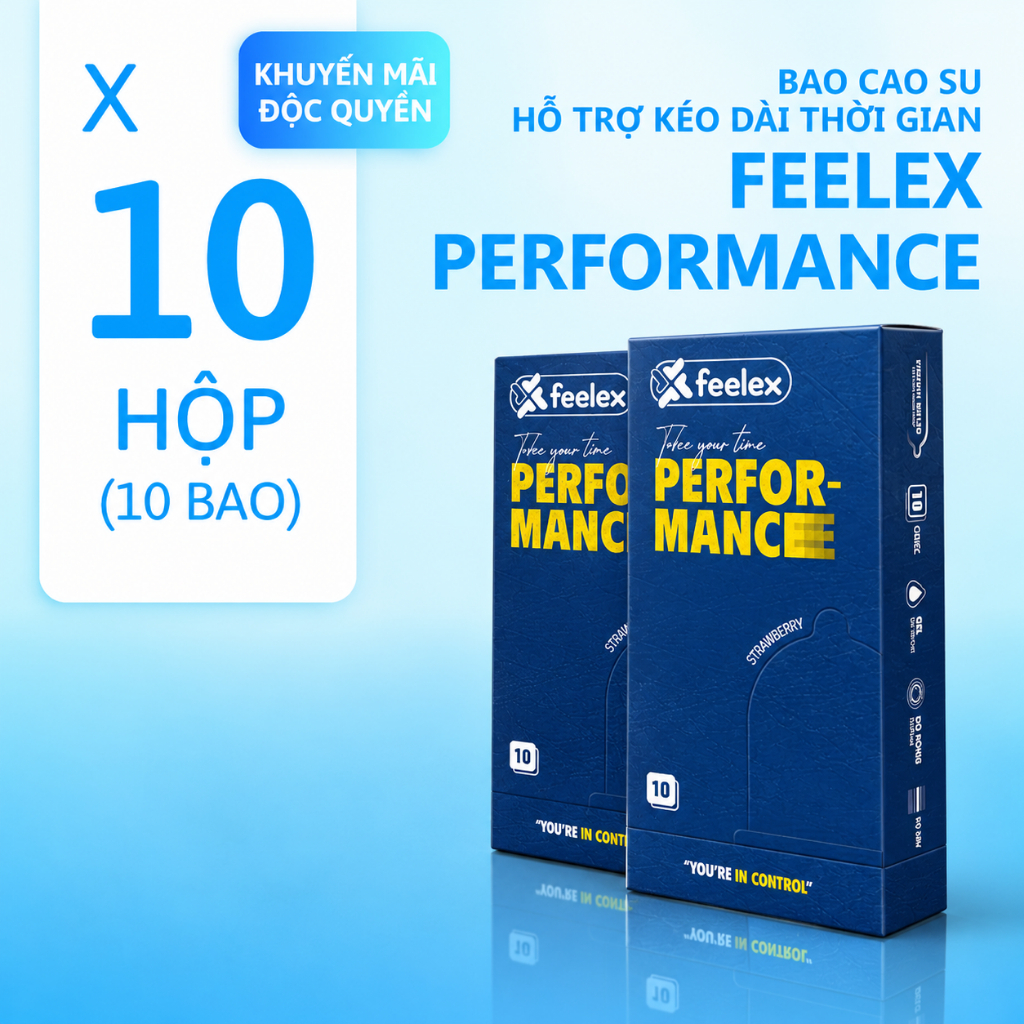 Bao cao su kéo dài thời gian Feelex Performance siêu mỏng nhiều gel, ôm sát đem lại cảm giác chân thật