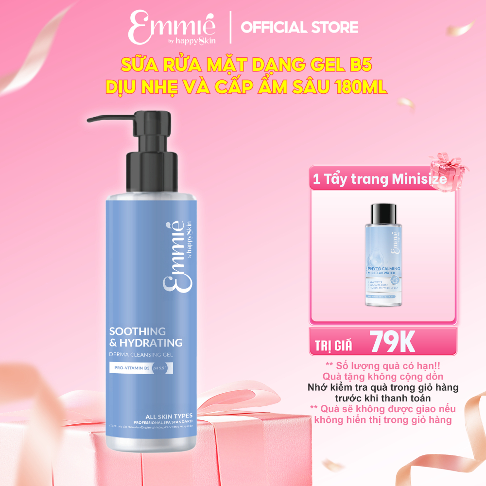 Sữa rửa mặt dịu nhẹ Emmie Gel B5 Soothing & Hydrating Làm Sạch Dịu Cho Da Nhạy Cảm - Kết Cấu Gel Mềm Mại Chai 180ml
