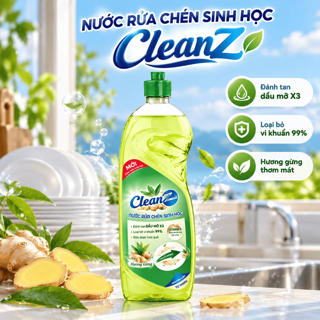 [XẢ KHO] Nước rửa chén sinh học CleanZ nước rửa bát đánh tan dầu mỡ, loại bỏ vi khuẩn 400ml