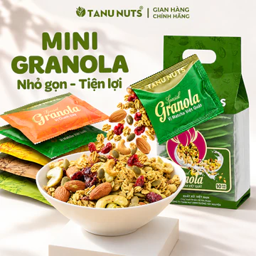 Granola siêu hạt túi nhỏ tiện lợi Special TANU NUTS, ngũ cốc granola ăn sáng healthy, ăn vặt lành mạnh