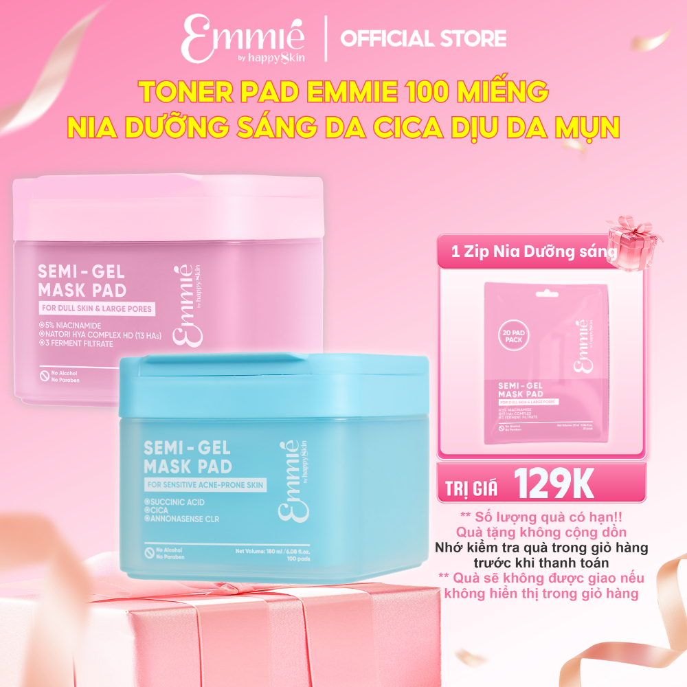 Toner pad dưỡng da Emmie 5% Nia giúp Dưỡng sáng mịn CICA giúp làm Dịu Da Mụn Nhạy Cảm Chất Liệu Semi Gel Mask Pad 180ml