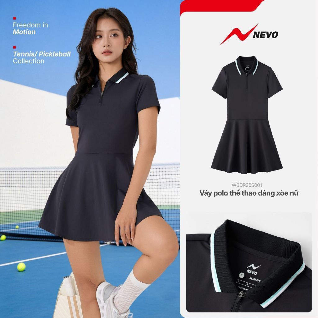 Váy Thể Thao Nữ Tập Tennis/Pickleball/Golf NEVO Cao Cấp Ôm Dáng, Nhanh Khô WBDR26S001