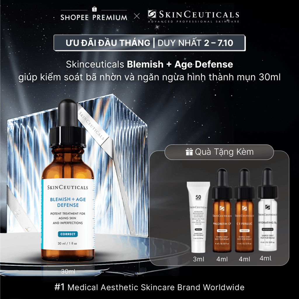 Dưỡng chất Skin Ceuticals Blemish+Age Defense giúp kiểm soát bã nhờn và ngăn ngừa hình thành mụn 30ml