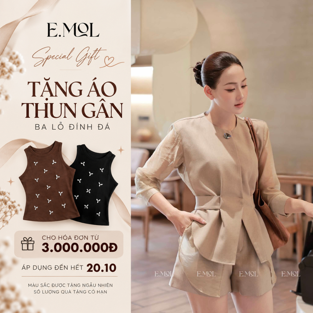 Áo Blazer Phối Tơ Tay Xuyên Thấu Kèm Quây Bra (KHÔNG QUẦN) E.MOL