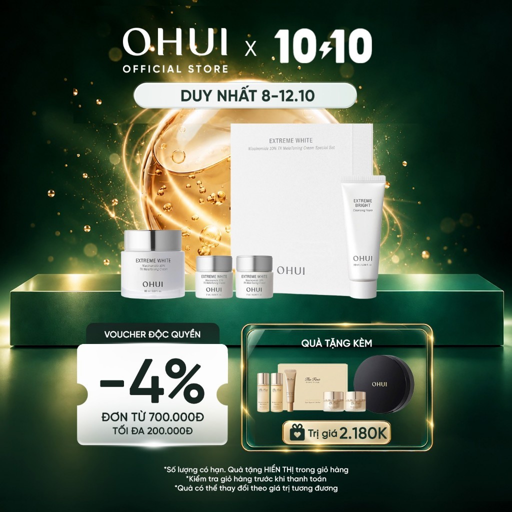 [OHUI Official] Bộ 4 món kem dưỡng sáng chuyên sâu Niacinamide 10% OHUI Extreme White TX MelaToning Cream Set 112ml