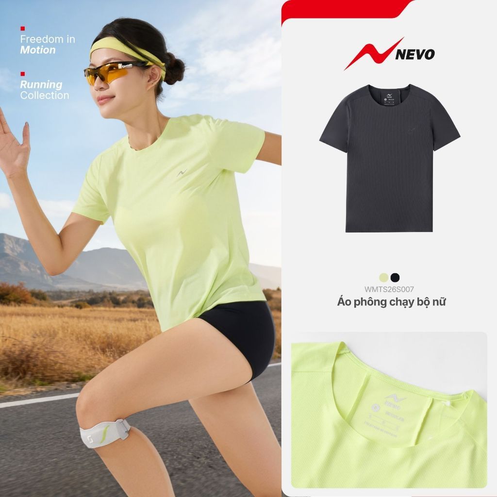 Áo Phông Thể Thao Nữ Vải Poly Siêu Nhẹ Chạy Bộ Gym Pilates NEVO WMTS26S007