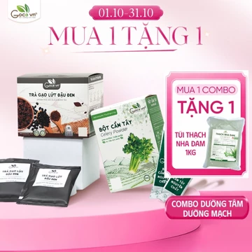 Combo Ổn định huyết áp (1 hộp Bột cần tây 72g, 1 hộp Trà gạo lứt đậu đen túi lọc 140g)