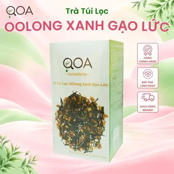 Trà Túi Lọc OOlong Xanh Gạo Lứt QOA 60g (Hộp 20 túi x 3g) Đậm Vị Trà, Gạo Lức