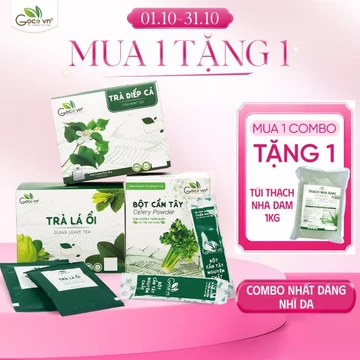 Combo Nhất dáng nhì da (1 hộp Trà lá ổi túi lọc 40g, 1 hộp Trà diếp cá túi lọc 40g, 1 hộp Bột cần tây 72g)
