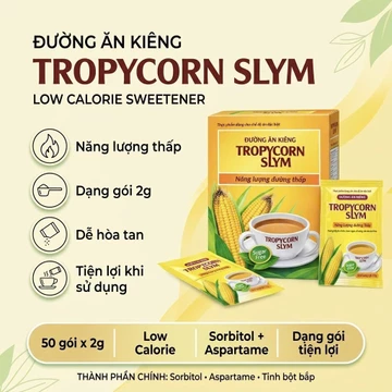 Đường bắp ăn kiêng Tropycorn Slym dành cho người tiểu đường, ăn kiêng, ít calo năng lượng thấp hộp 50 gói