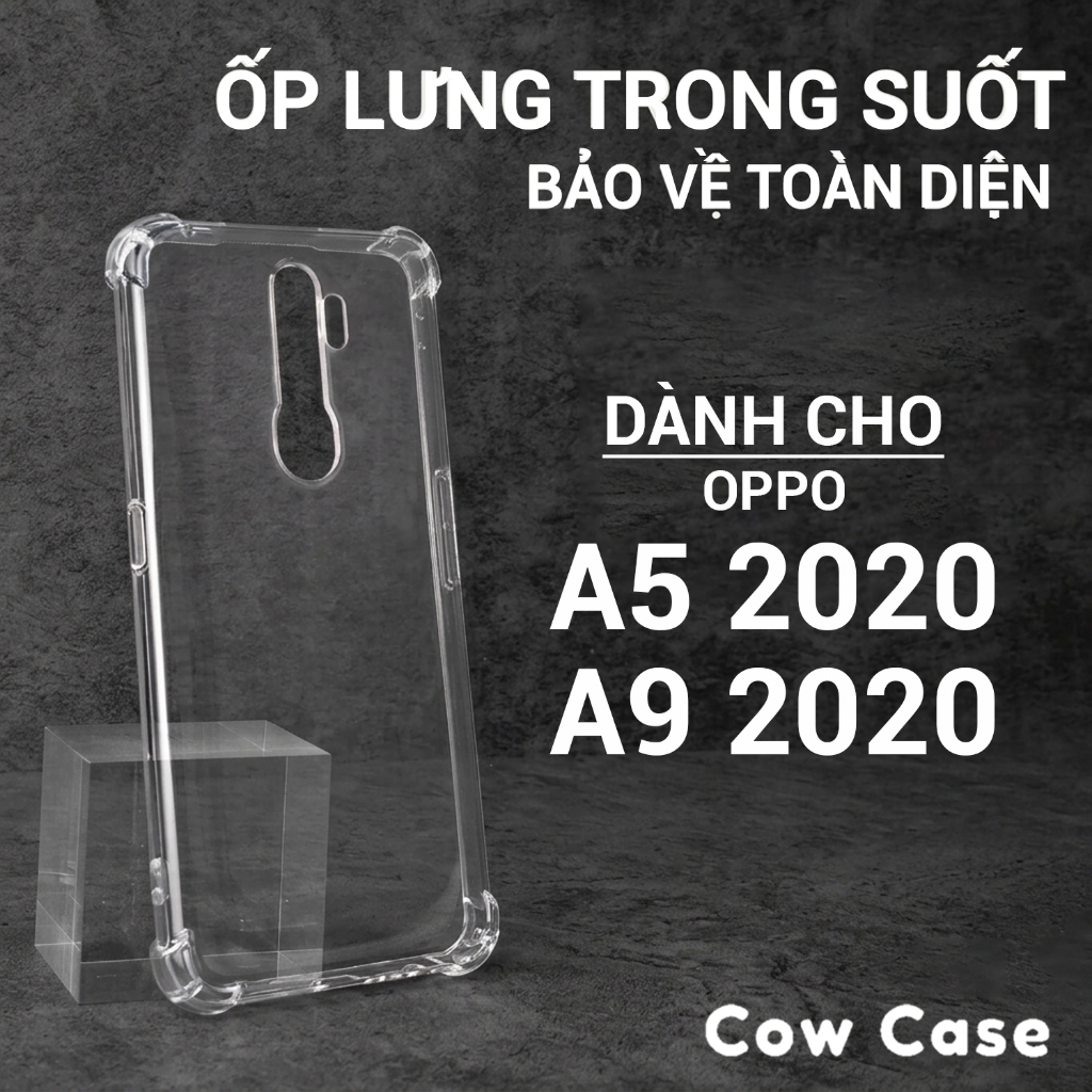 Ốp lưng Oppo A5 2020, A9 2020 Cowcase trơn trong suốt | Ốp điện thoại Oppo dẻo bảo vệ camera đt toàn diện
