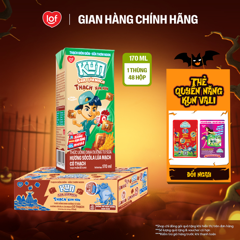 Kun socola lúa mạch có thạch thùng 48 hộp x 170ml