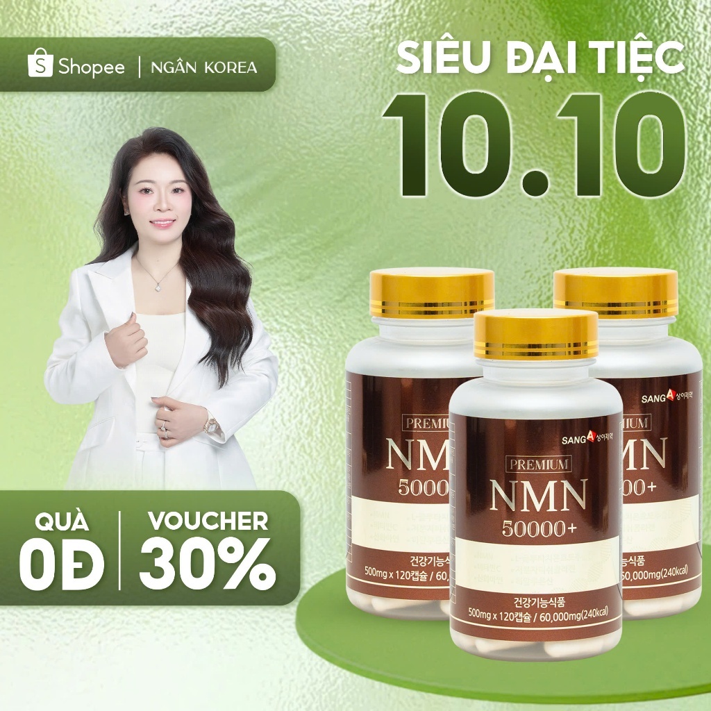 (Combo 3 Hộp) Viên Uống NMN 50.000+ SANG A Hàn Quốc Chính Hãng 120 Viên – Thực Phẩm Bảo Vệ Sức Khỏe NMN