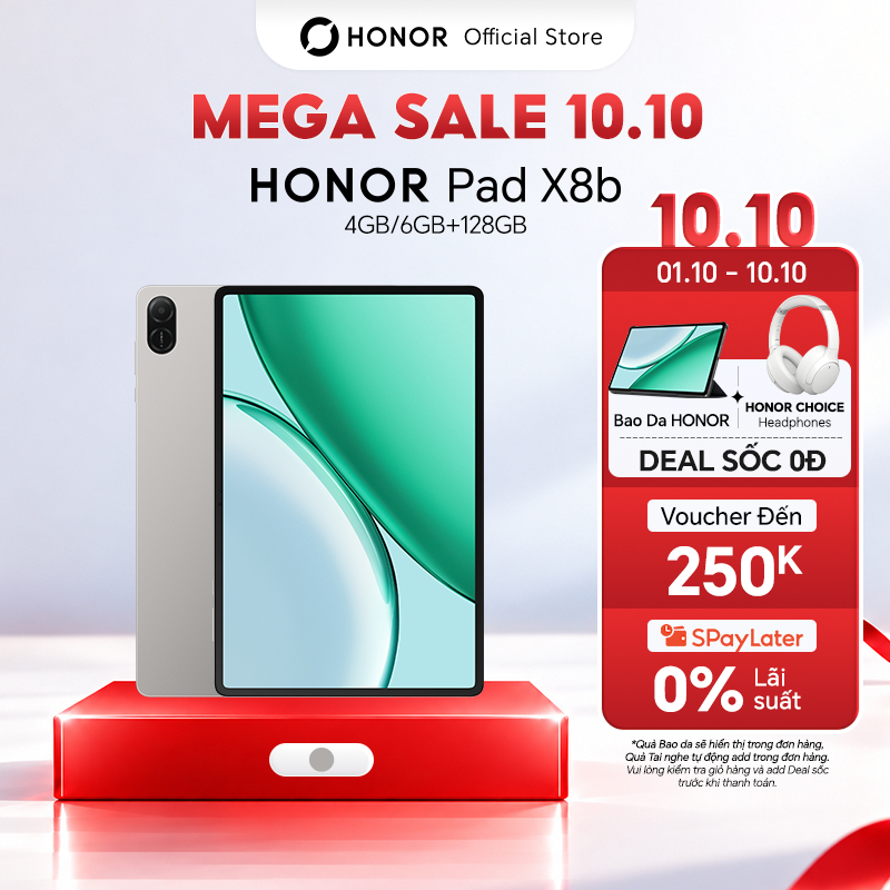 Máy Tính Bảng HONOR Pad X8b 4/6 GB+128GB | Màn Hình TFT LCD 11" 90Hz | Snapdragon 680 4G |  Pin 10100mAh | BH 18 Tháng