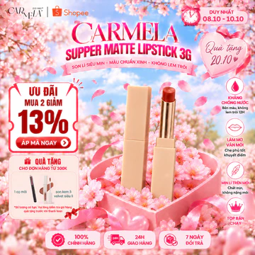 691 (Date 4/2027) Son thỏi CARMELA Chất Nhung Mịn - Son Thỏi Lì Bám Màu 8h, 1.8g