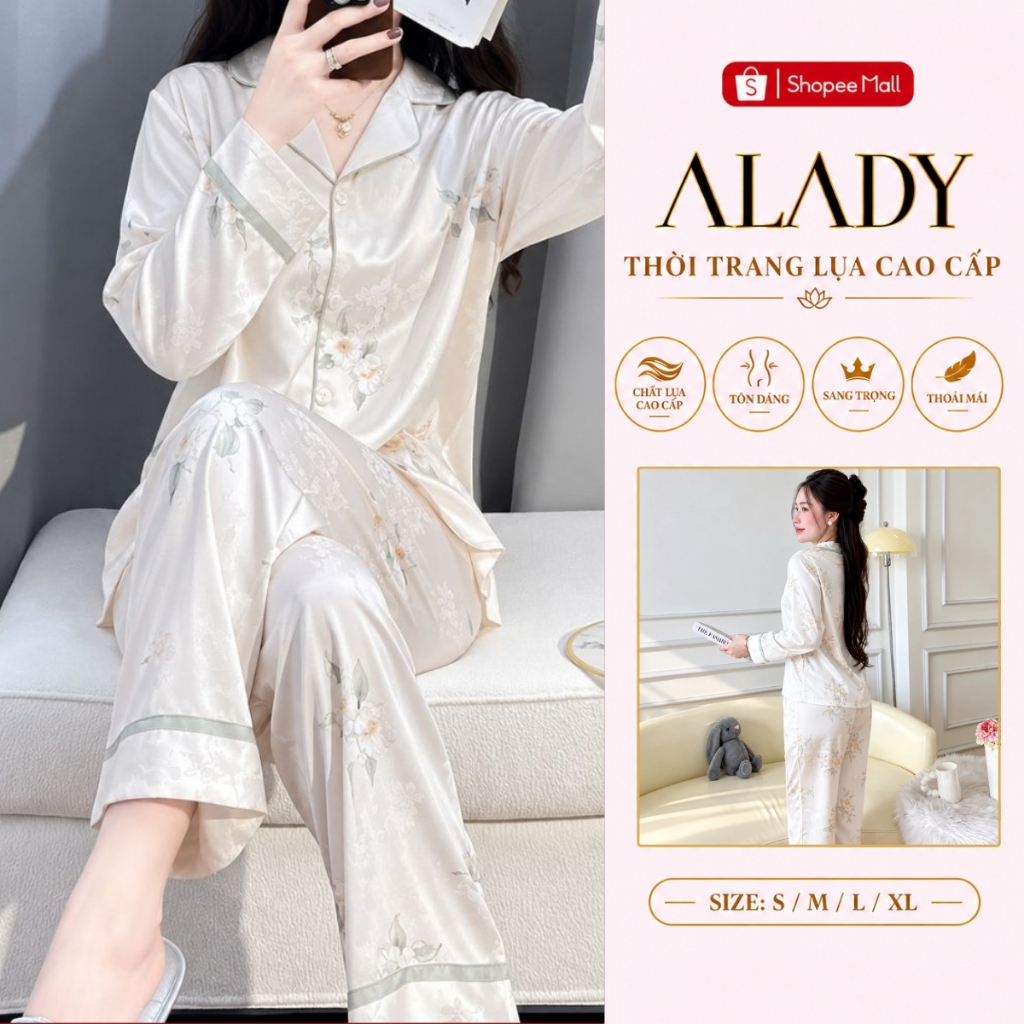 Bộ đồ ngủ nữ Pijama ALADY tay dài chất vải lụa Latin cao cấp - TD007
