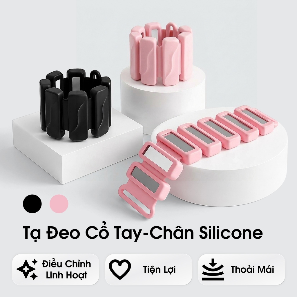 Vòng tạ đeo cổ tay / cổ chân silicone (1 đôi, chỉnh nặng nhẹ)