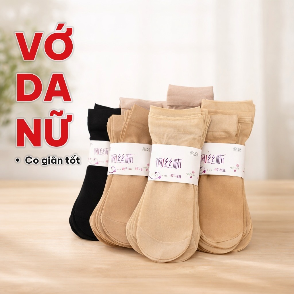 [COMBO 10 ĐÔI] Vớ Da Nữ Mỏng Nhẹ Co Giãn Tốt, Tất Da Mỏng Nữ Ôm Chân Không Tuột Gót, Đi Giày Cao Gót