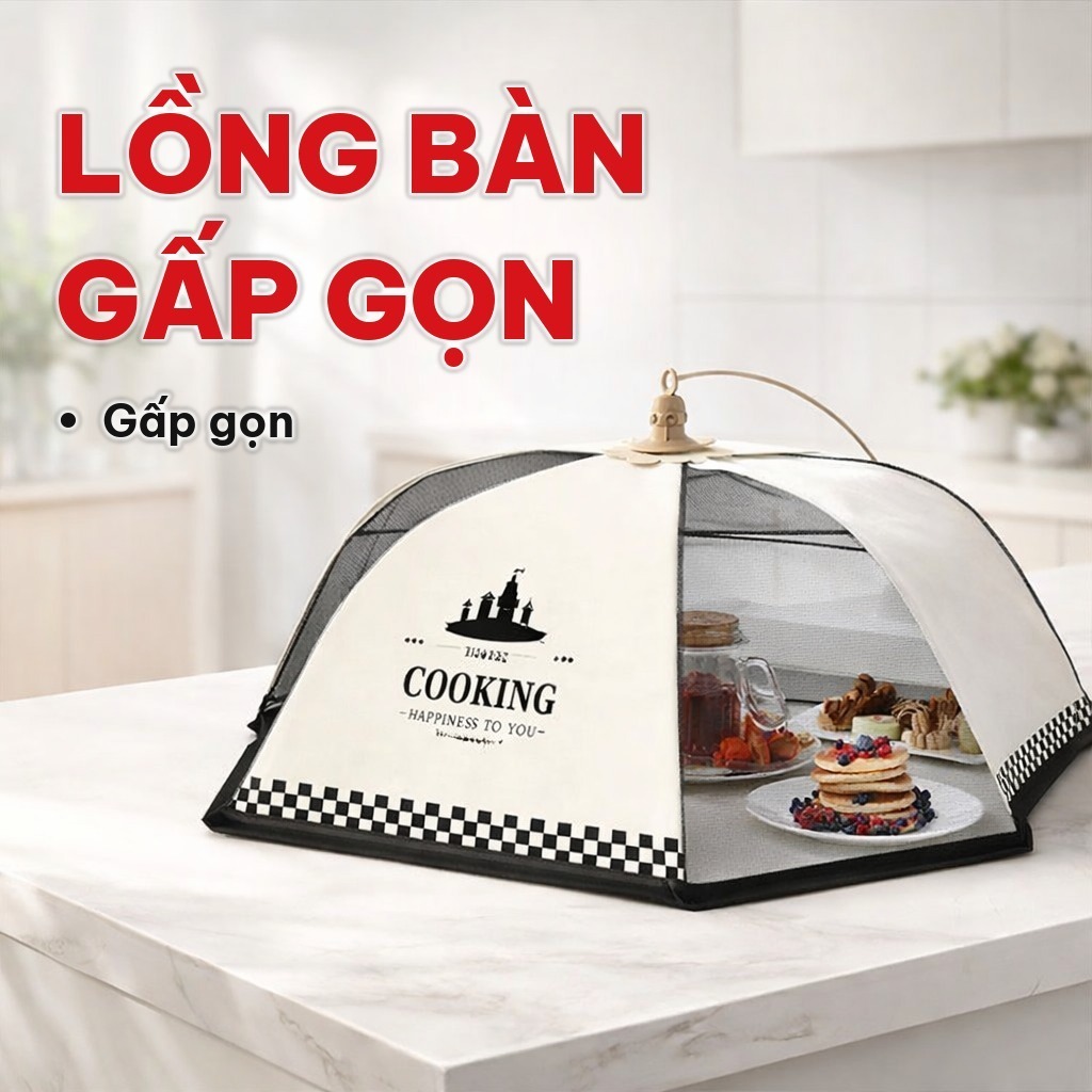 Lồng Bàn Đa Năng Gấp Gọn, Lồng Chụp Thức Ăn Bằng Vải Lưới Polyester, Chống Côn Trùng Cho Mâm Cơm Gia Đình