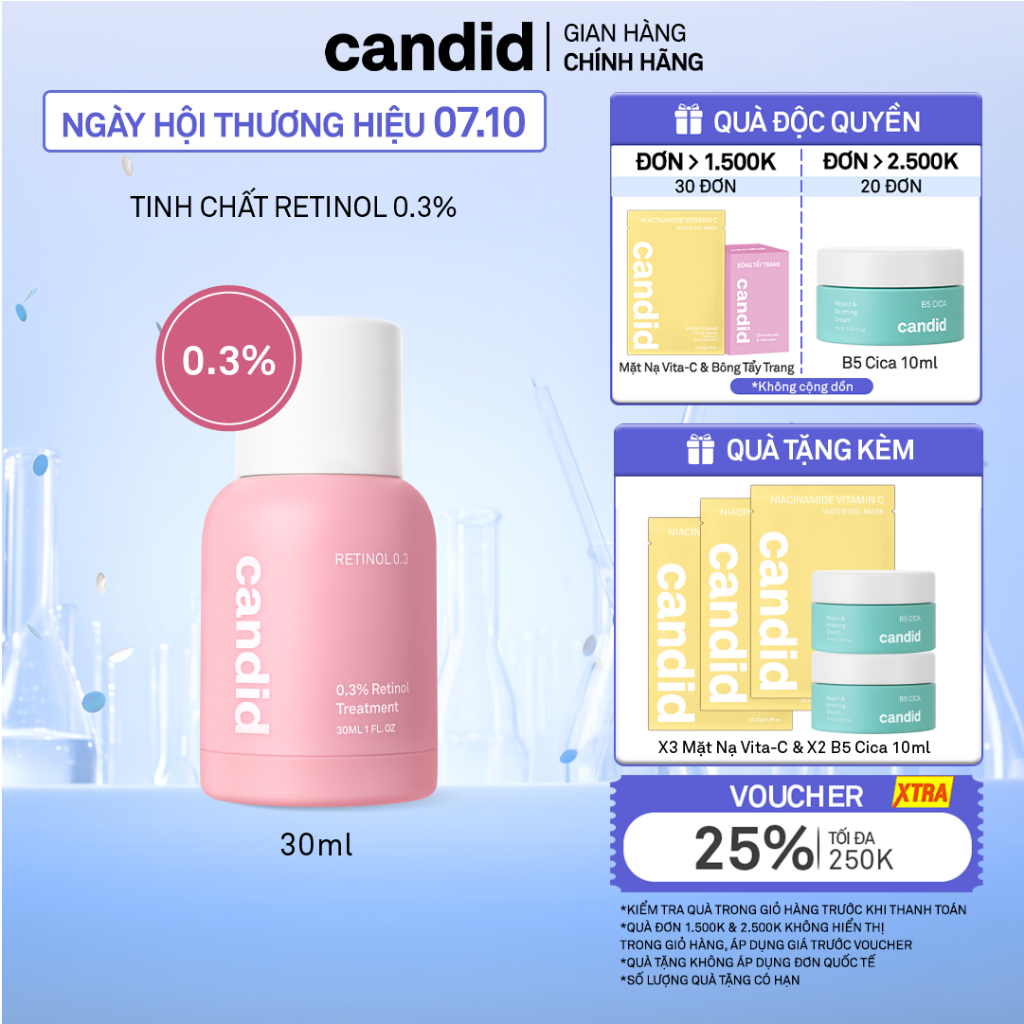 Tinh chất Retinol 0.3% Hỗ Trợ Cải Thiện Nền Da CANDID 0.3% Retinol Treatment 30ml