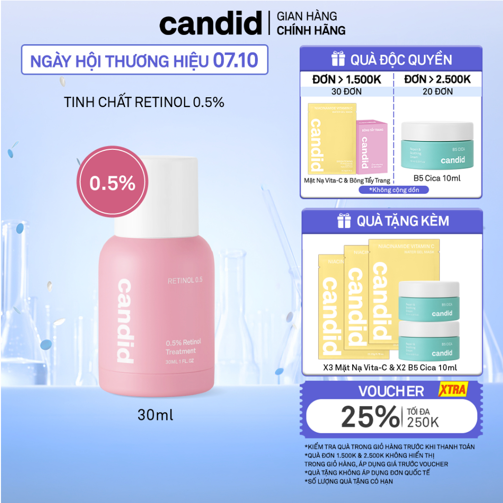 Tinh chất Retinol 0.5% Hỗ Trợ Cải Thiện Nền Da CANDID 0.5% Retinol Treatment 30ml