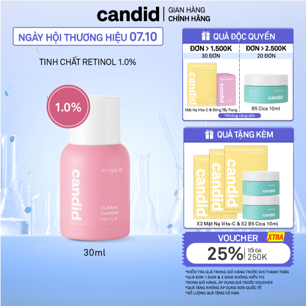 Tinh chất Retinol 1.0% Hỗ Trợ Cải Thiện Nền Da CANDID 1.0% Retinol Treatment 30ml